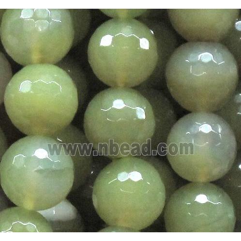 agate beads, faceted round, green