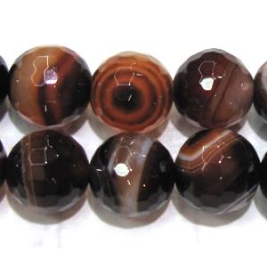 faceted round stripe agate beads, black and red