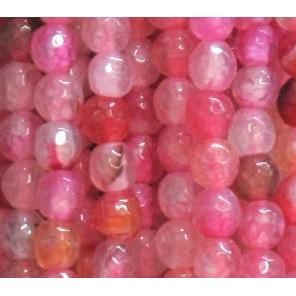 agate beads, faceted round, pink
