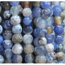 blue fire agate beads, faceted round, tiny