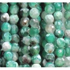 green fire agate beads, faceted round, tiny