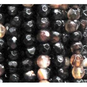 agate beads, faceted round, black-coffee