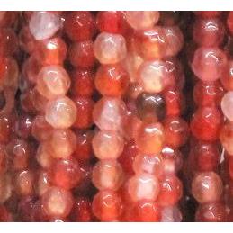 agate beads, faceted round, red