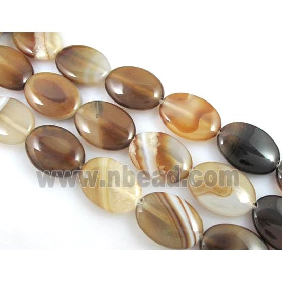 coffee stripe Agate beads, oval