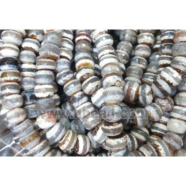 tibetan style agate beads, coffee, faceted rondelle