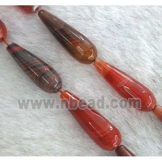 red agate beads, faceted 3D-teardrop