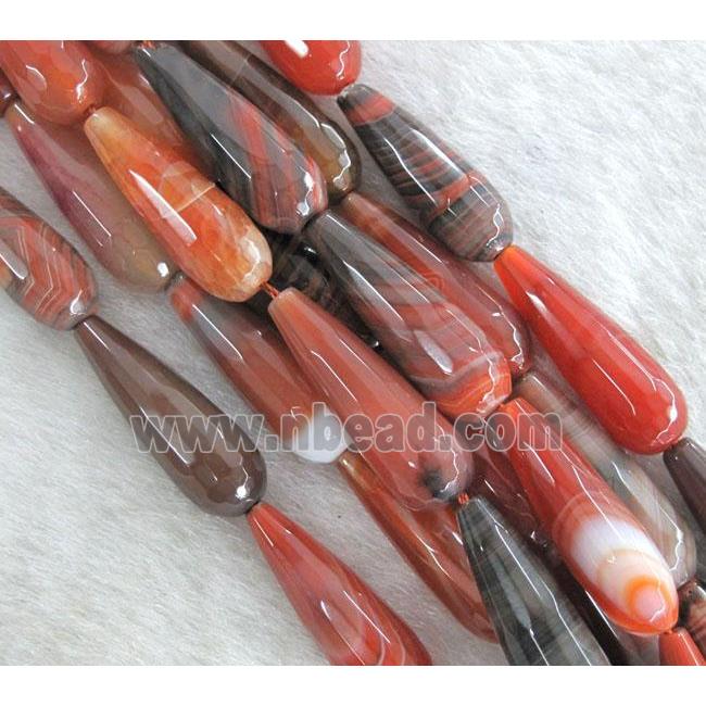 red agate beads, faceted 3D-teardrop