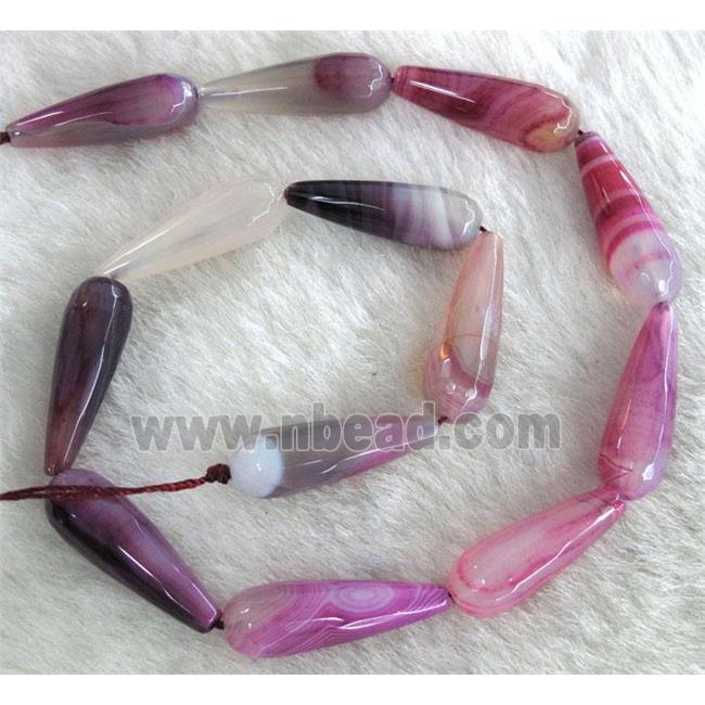 agate bead, faceted teardrop, hot-pink