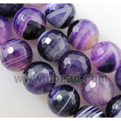 purple Stripe Agate Beads, faceted round