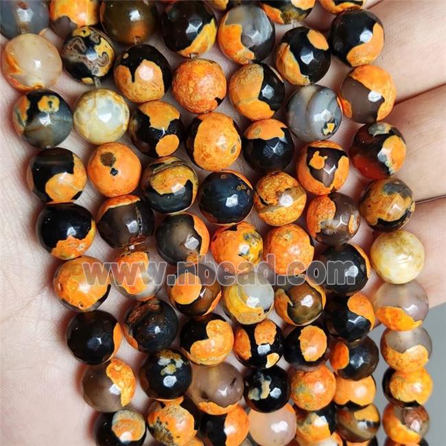 faceted round Dichromatic Agate Beads, orange