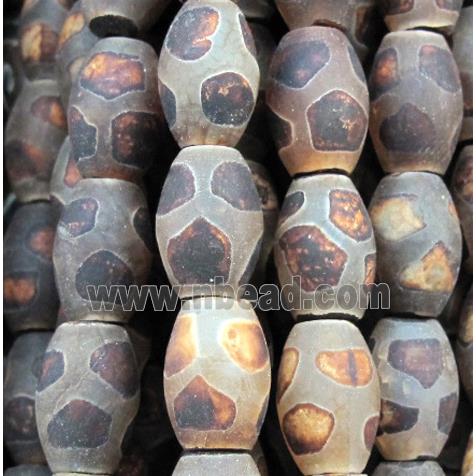 tibetan style Agate beads, matte, barrel