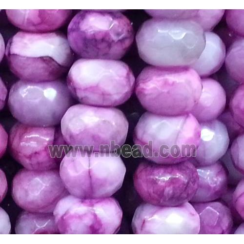 crazy agate bead, faceted rondelle, purple
