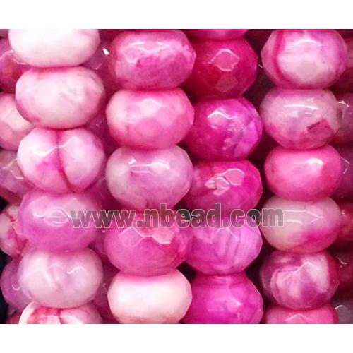 crazy agate bead, faceted rondelle, hotpink