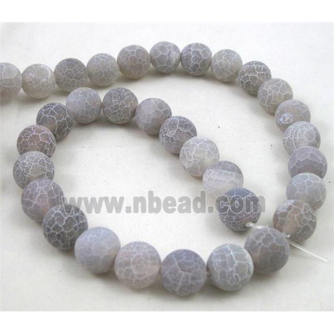 grey frosted Crackle Agate Beads, round