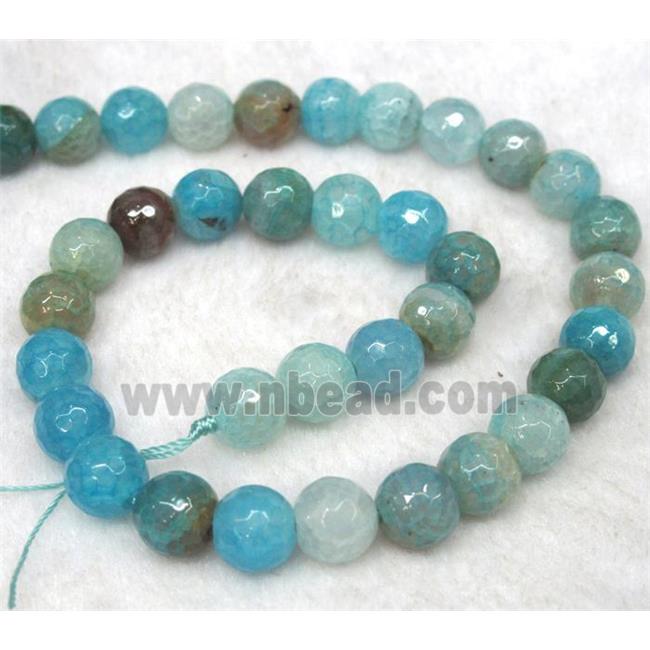 agate beads, faceted round, blue