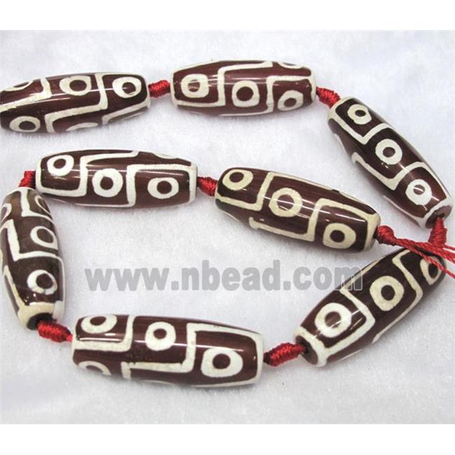 tibetan style agate beads, barrel, dark-red