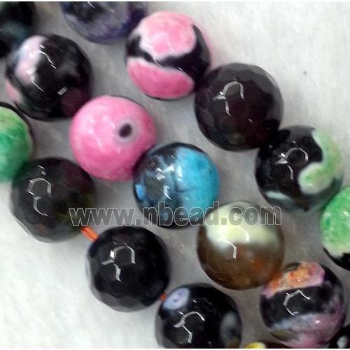 Dichromatic agate bead, faceted round, mixed color