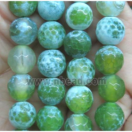 green Fire Agate Beads, faceted round