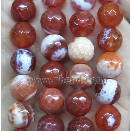 red Fire Agate beads, faceted round