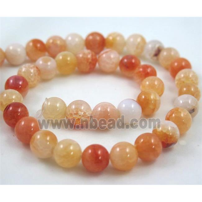 fire agate beads, round, orange