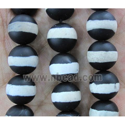 tibetan style black matte Agate Beads, round
