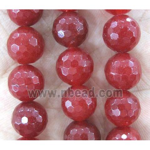 red agate beads, faceted round