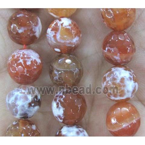 orange Fire Agate beads, faceted round