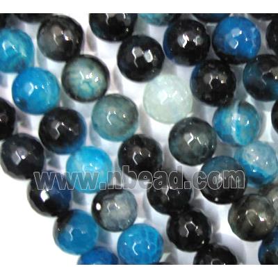 faceted round blue Agate Beads