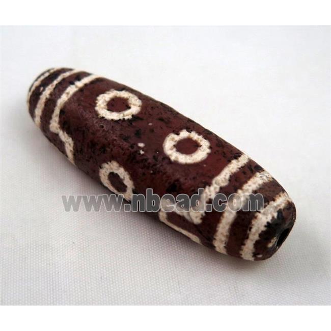 natural tibetan Dzi beads, flat barrel, brown