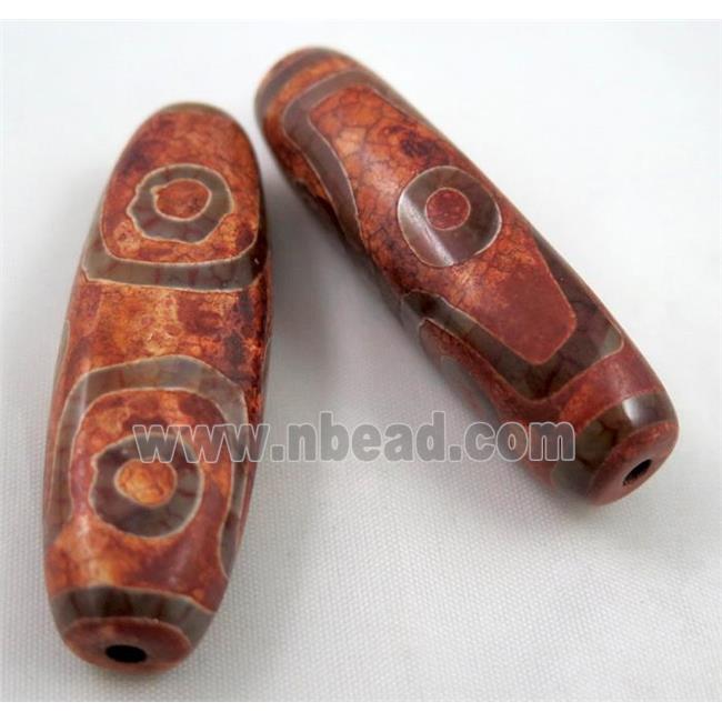 natural tibetan Dzi beads, flat barrel, red