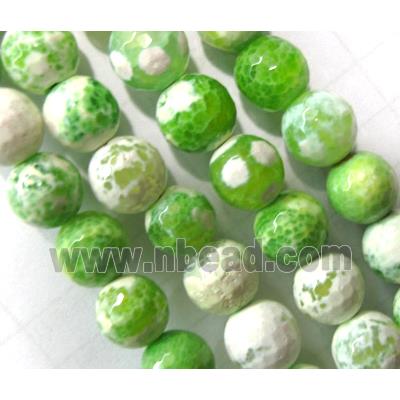 green Fire Agate beads, faceted round