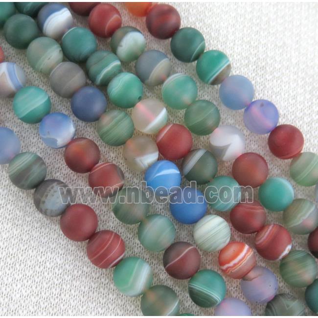 round matte striped agate beads, mixed color