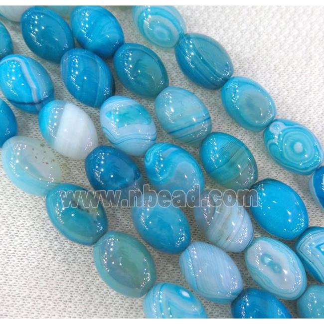 blue stripe agate bead, barrel