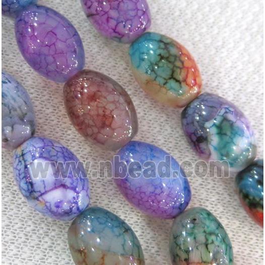 dragon veins agate beads, barrel, colorful