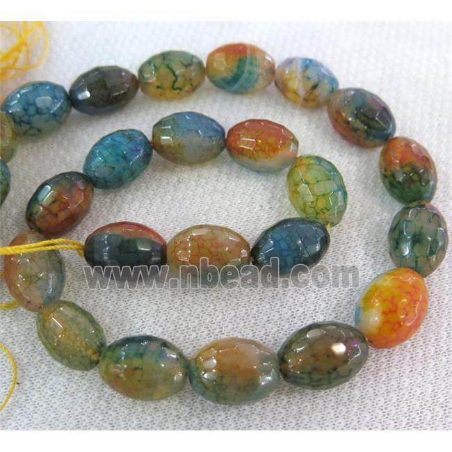 dragon veins agate bead, faceted barrel, colorful
