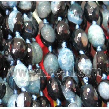 blue druzy agate beads, faceted barrel