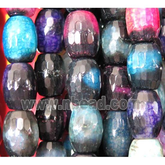 agate bead, faceted barrel, colorful