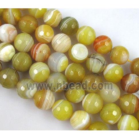 stripe agate beads, faceted round, olive
