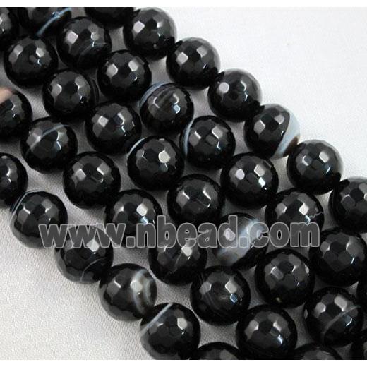 black Stripe Agate Beads, faceted round