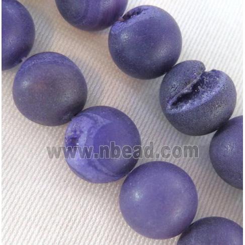 round purple Frosted Agate Druzy Beads