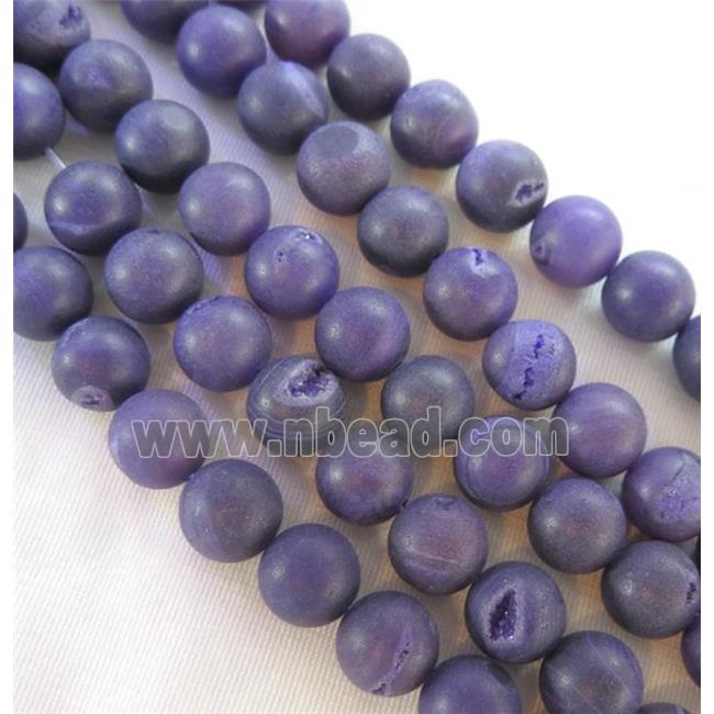 round purple Frosted Agate Druzy Beads