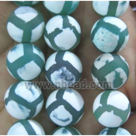 round matte Tibetan tortoise Agate Beads, green