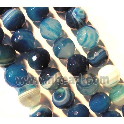 blue Stripe Agate Beads, faceted round