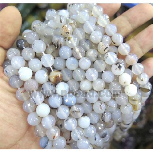 Natural Heihua Agate beads, faceted round