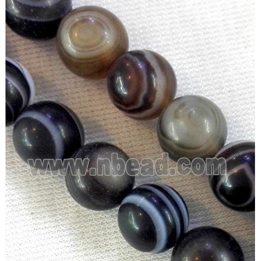 round matte stripe agate beads, eye, coffee
