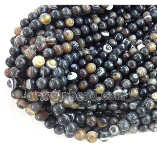 round matte stripe agate beads, eye, coffee