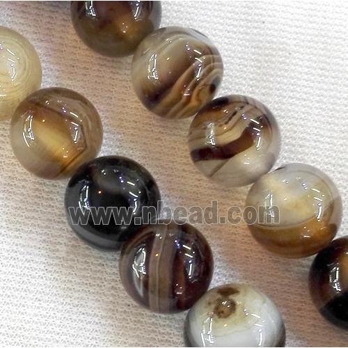 round coffe stripe agate beads
