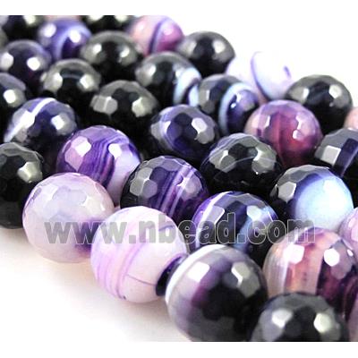 purple Stripe Agate Beads, faceted round
