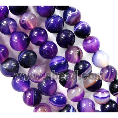 round purple Stripe Agate Beads