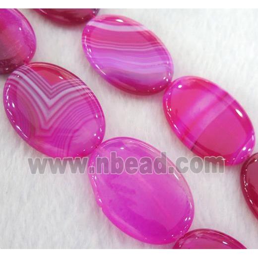 stripe Agate beads, oval, hotpink